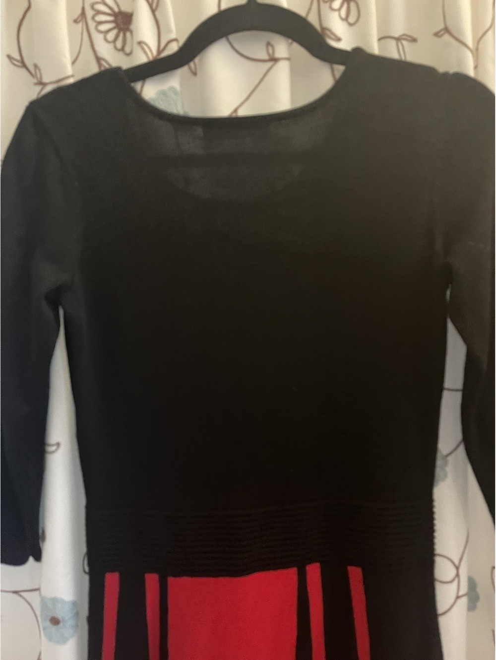 Danny & Nicole | S | Black Red Colorblock Three Quarter Sleeve Dress - Picture 9 of 10